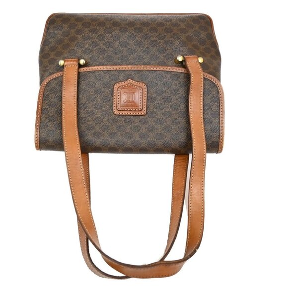 CELINE Logo Macadam Pattern Shoulder Bag PVC Leather Brown Italy - Picture 6 of 16